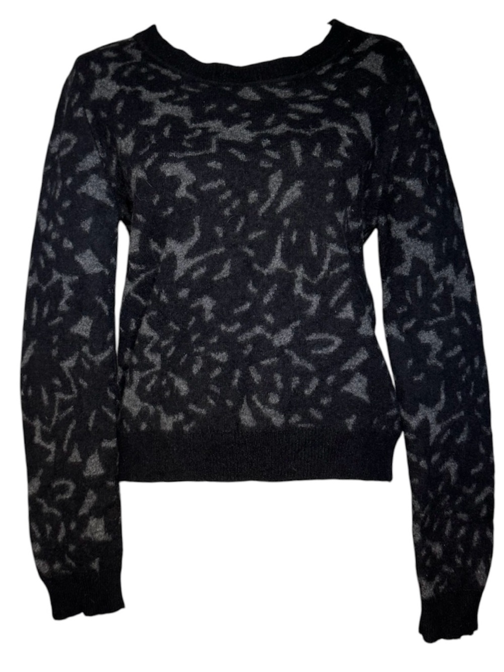 Vanessa Bruno Athé Merino Blend Black and Gray Abstract Crewneck Sweater - L
